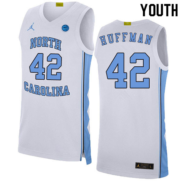 2020 Youth #42 Brandon Huffman North Carolina Tar Heels College Basketball Jerseys Sale-White - Click Image to Close